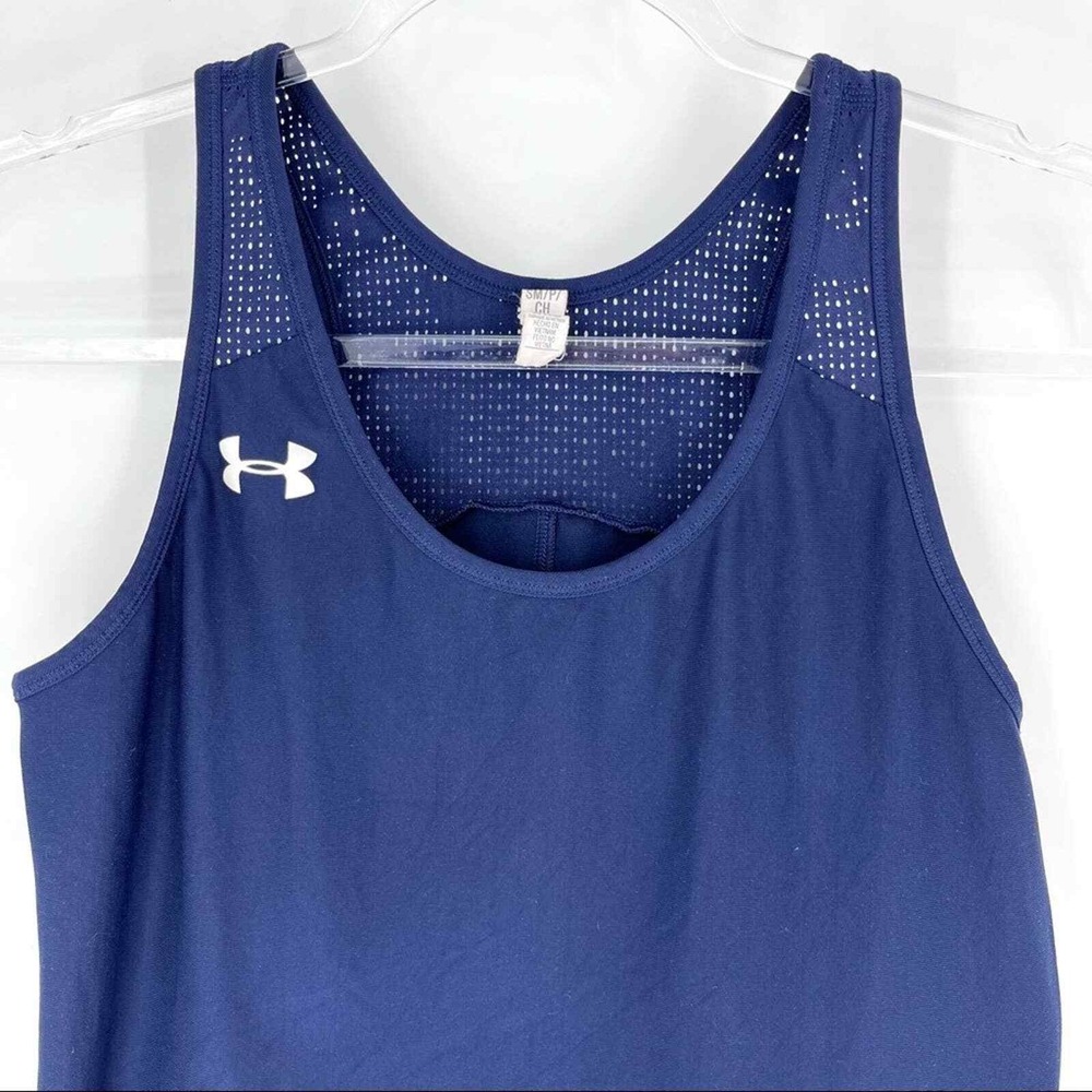 Under‎ Armour Scoop Neck Racerback Tank with Mesh Detail Navy Size S - Picture 2 of 7
